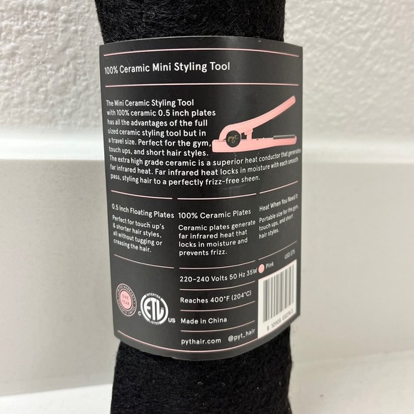 PYT Hair Pink Mini Ceramic Styling Tool Flat Iron Travel - Picture 3 of 6